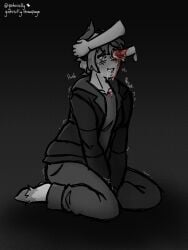 anon black_and_white blood crying cum_in_eye dacryphilia eye_fucking eye_socket eye_socket_penetration gore guro inphernal medkit_(phighting) monochrome on_floor on_knees phighting sketch unknown_character