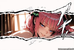 1girl ai_assisted ai_generated bangs blue_eyes blunt_bangs blush bow breasts choker curvaceous curvy curvy_female curvy_figure eyebrows_visible_through_hair female go-toubun_no_hanayome hair_ornament looking_at_viewer miyuai nakano_nino pink_hair quintessential_quintuplets ribbon smile solo striped thick thick_ass thick_butt thick_hips thick_legs thick_thighs two_side_up voluptuous voluptuous_female wide_hips wide_thighs