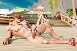 bara beach big_penis cock daredevil daredevil_(marvel_rivals) dick gay linlieshusband male male_only marvel marvel_rivals penis red_hair solo summer