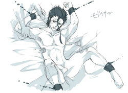 anal bondage bound_ankles bound_wrists diarmuid_ua_duibhne fate/zero fate_(series) foursome group_sex lancer legs_held_open multiple_boys penis three_on_one yaoi