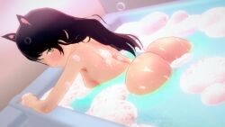 1girls ass ass_focus bathtub black_hair black_hair_female blake_belladonna logang45 long_hair long_hair_female looking_back nude_female rwby solo_female yellow_body