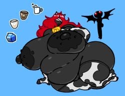 1boy 1girls 2026 areola areolae areolar_amelanism bbw belly big_areola big_ass big_belly big_breasts big_nipples big_thighs bigger_female black_body black_skin blindfold bottomless cow_bell cow_print dark-skinned_female dark_skin demon demon_girl demon_horns fat fat_female fingerless_gloves huge_breasts incubus_(the_binding_of_isaac) laying_down lilith_(the_binding_of_isaac) milf milk no_sex nsfwoaf nude_female penis_bigger_than_body penis_silhouette posing puffy_pussy red_hair simple_background simple_shading smaller_male stockings the_binding_of_isaac topless venus_body