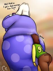 anthro_on_human artist_signature big_butt booty bumping_asses butt_focus deltarune face_in_ass facesitting fat_ass fat_booty goat horns huge_ass human kris_(deltarune) kris_dreemurr large_ass monster musk musk_clouds nonbinary oystercatcher7 step-incest stepmother stepmother_and_stepchild toriel toriel_(deltarune) trapped_in_butt