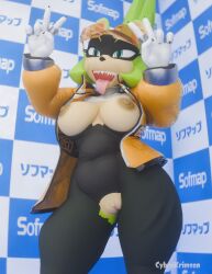 1girls 3d_(artwork) absurd_res afrosoricid anthro areola blue_eyes breasts brown_nipples claws clitoral_hood clothing cybrokrimson digital_media_(artwork) double_v_sign erect_nipples exposed_breasts eyewear eyewear_on_head female furry furry_female furry_only genitals gesture gloves green_hair hair hand_gesture handwear hi_res idw_publishing jacket mammal navel_outline nipples ring_(jewelry) sega sharp_teeth solo sonic_(series) sonic_the_hedgehog_(comics) sonic_the_hedgehog_(idw) sonic_the_hedgehog_(series) sunglasses sunglasses_on_head surge_the_tenrec tan_body teeth tenrec thick_thighs tight_clothing tongue tongue_out topwear torn_clothing v_sign vulva wearing_sunglasses wide_hips