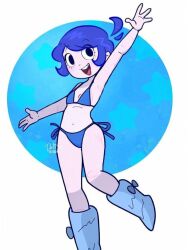 1girls ai_edit blue_hair boots_only colorful_stelas delijz edit edited female_focus female_only micro_bikini oc original original_character small_breasts tagme