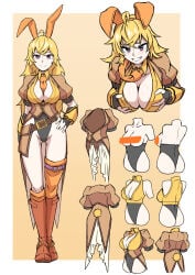 1girls blonde_female blonde_hair bunny_ears bunny_girl bunny_tail bunnysuit cleavage long_hair long_hair_female mori_kuro purple_eyes rwby solo_female yang_xiao_long