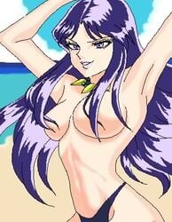 1girls beach black_hair blue_hair breasts human long_hair pale-skinned_female pale_skin pandora_(saint_seiya) saint_seiya shounen_jump specters tagme villainess