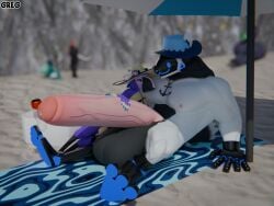 3d 3d_(artwork) albert_(greg) anthro avian balls beach beach_background beach_towel beach_umbrella big_balls big_cock big_penis blender blender_(software) cock dripping_precum duo enormous_balls enormous_cock enormous_penis furry gay greg_(artist) hand_on_penis huge_balls huge_cock huge_penis hyper hyper_balls hyper_cock hyper_penis kyle_(greg) laying_on_back laying_on_ground looking_at_another looking_at_partner macaw male male/male massive_balls massive_cock massive_penis muscles muscular muscular_male oc ocs original_character original_characters penis penis_bigger_than_body precum protogen veiny_penis yaoi