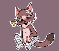:p art cat catbad15_(artist) domestic_cat female female_with_penis femboy femdom furniture furry gay gay_masturbation lynx male oc overwhelmed paws penis pleasure_face pleasured smaller socks socks_(marking) stokings stupid xd zari