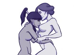 2girls avatar_legends dark-skinned_female dark_skin earth_kingdom female female_only human interracial korra lin_bei_fong medium_breasts multiple_females multiple_girls nickelodeon straight_hair the_avatar the_legend_of_korra water_tribe yuri