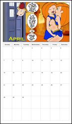 1boy 2girls april_(month) calendar_(medium) clone clonecest col_kink disney english_text female human kim_possible kimberly_ann_possible male multiple_girls nipples ron_stoppable straight_hair tagme text yuri