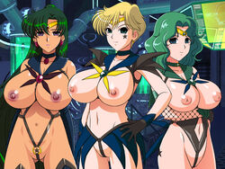 between_labia bishoujo_senshi_sailor_moon glamour_works green_hair haruka_tenou innie_pussy large_breasts michiru_kaiou sailor_neptune sailor_pluto sailor_uranus setsuna_meiou