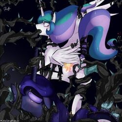 2013 alicorn anal anal_sex black_vine blood blush closed_eyes cutie_mark dragk equine female feral forced friendship_is_magic hair horn horse long_hair multicolored_hair my_little_pony oral penetration pony princess_celestia_(mlp) princess_luna_(mlp) purple_eyes pussy sex sibling sisters tentacle vaginal_penetration wings