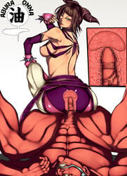 1girls ass breasts brown_eyes brown_hair clothing cross_section female female_on_top hakan human interspecies juri_han male open_mouth penetration penis pussy serizawa_an_ne sex spread_legs straight street_fighter uterus vaginal_penetration x-ray