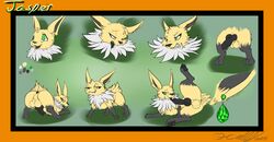 2015 animal_genitalia anus ass backsack balls canine canine_penis ear_piercing eeveelution fox green_eyes jolteon knot licking looking_at_viewer male mammal model_sheet nintendo penis perineum piercing pokemon pokemon_(species) presenting solo tongue tongue_out video_games xilrayne