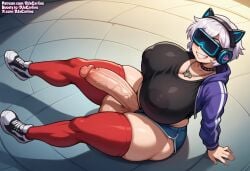 ai_generated futanari gamer gigantic_ass gigantic_bre gigantic_breasts gigantic_penis gigantic_tits girl huge_ass huge_cock huge_testicles tight_clothing