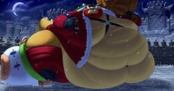 1boy anthro beard belly big_belly big_body bigstories bowser double_chin fat fat_arms fat_ass fat_butt fat_cheeks fat_face fat_legs fat_male fat_man fat_tail fat_thighs fat_tits fit_to_fat food green_shell love_handle love_handles male male_only mario_(series) moobs morbidly_obese morbidly_obese_anthro morbidly_obese_male nintendo obese obese_anthro obese_male overweight overweight_anthro overweight_male red_beard red_hair santa_outfit scales sharp_teeth silver_stag solo solo_male spikes tail thick_ass thick_thighs tight_clothes weight_gain yellow_scales