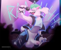 1boy 3_toes alternative_fashion ambiguous_fluids anthro background_music barefoot bodily_fluids bottomwear bovid bulge cable caprine claws closed_eyes clothed clothed_anthro clothed_male clothing colored_nails concert darkolynx deltarune digital_media_(artwork) electronics erection eyewear fangs feet fishnet_clothing fur genital_fluids genitals glasses goat hair hi_res horn jacket leggings legwear male male_only mammal microphone monster nails open_bottomwear open_clothing open_mouth open_pants pants partially_clothed pawpads paws penis piercing pink_horns punk ralsei scarf singing smile solo tail teeth text toes tongue topwear undertale_(series) underwear white_body wristband
