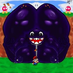 ass_bigger_than_head bob_omb chain_chomp chained chains collar gaemomo giantess larger_female nintendo nipple_piercing smaller_male spiked_collar tagme voluptuous