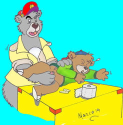 anthro baloo bear disney fur furry furry_only gay kit_cloudkicker male male_only mammal marco19 multiple_males penis tagme talespin yaoi