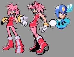 amy_rose female furry gloves green_eyes hairband hedgehog helmet mega_man mega_man(classic) mega_man_9 pink_body robot sonic_(series) sonic_the_hedgehog_(series) splash_woman yellowjackinit