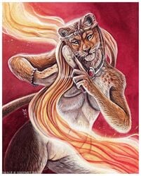 anthro feline female lion mammal pinup pose pussy sekhmet tasteful warrior warrioress