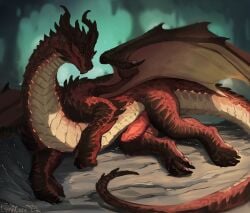 anal anus big_(disambiguation) claws dragon fangs feral genitals horn lynncore male markings mythological_creature mythological_scalie mythology paws penis scalie sex solo tail tail_markings teeth wings