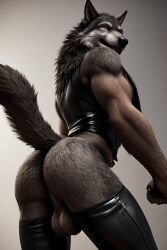 adam360 ai_generated ass furry male werewolf wolf