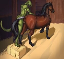 anthro anthro_on_feral anthro_penetrating anthro_penetrating_female anthro_penetrating_feral anus barn biped black_mane brown_body brown_fur dracenmarx duo equid equine erection female female_penetrated feral feral_penetrated fur genitals green_body green_tail height_assist hi_res horse inside interspecies lewis_resmond lizard male male/female male_on_feral male_penetrating male_penetrating_female male_penetrating_feral mammal mane monitor_lizard nude penetration penile penile_penetration penis penis_in_pussy pussy quadruped reptile scalie sephrendemon sex tail vaginal_penetration vaginal_penetration zoophilia