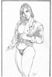 1girls 2012 anna_marie fabio female female_only marvel marvel_comics monochrome rogue_(x-men) solo tagme thong x-men