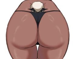 big_ass black_thong brown_body bunny_tail choco_(wozzu1) focus_on_ass milf shiny_skin thong wozzu1