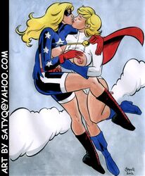 2012 2girls color colored courtney_whitmore dc dc_comics female female_only jsa justice_society_of_america karen_starr multiple_girls power_girl satyq stargirl superman_(series) yuri