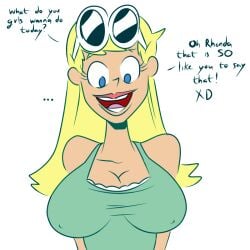 blonde_hair breasts erect_nipples erect_nipples_under_clothes frostbiteboi leni_loud nickelodeon text the_loud_house