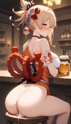 1girls ai_generated arm_tattoo bangs bar big_ass big_breasts big_butt blonde_female blonde_hair blonde_hair drunk genshin_impact hair_ornament high_resolution highres hoyoverse jasse sex tagme thighs yoimiya_(genshin_impact)