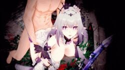 1boy 1girls animated ass breasts castorice_(honkai:_star_rail) elf female from_behind gif honkai:_star_rail human nude pointy_ears purple_eyes purple_hair shinaosumata tagme