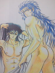 2boys ass blue_hair dragon_shiryu gemini_saga saint_seiya