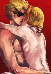 2012 2boys artist_request ass blonde_hair dave_strider dirk_strider homestuck incest kissing male ms_paint_adventures naked nipples red_background short_hair sunglasses white_skin yaoi