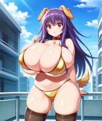 1girls ai_generated big_ass big_breasts bikini breasts breasts_bigger_than_head curvaceous curvy curvy_figure dog_ears dog_girl dog_tail enormous_breasts ftggtgg gigantic_breasts hizuki_ayana huge_ass huge_breasts kagaku_na_yatsura large_ass large_breasts massive_breasts purple_hair red_eyes solo solo_female solo_focus thick thick_ass thick_thighs thighs voluptuous voluptuous_female