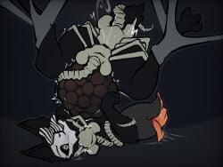 4:3 alien alien_(franchise) all_three_filled ambiguous_fluids anal anal_sex anthro belly big_belly bodily_fluids canid egg egg_implantation eggnant facehugger female genitals hi_res leg_grab legs_up mammal oral oral_penetration oviposition penetration pregnant pregnant_anthro pregnant_female pregnant_sex questionable_consent saliva sexspread_legs spreading stomach_bulge udontseeme2403 vaginal_penetration xenomorph_egg