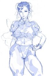 big_breasts chun-li kyura9een nipples_visible_through_clothing pantyhose street_fighter tagme