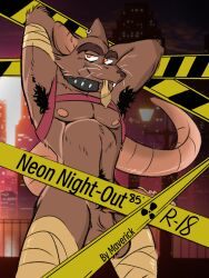 3:4 age_difference anthro athletic athletic_male bedroom_eyes comic erection hi_res humanoid male male/male mammal master_splinter maverickk_(artist) murid murine narrowed_eyes ninja older_male prostitution rat rodent seductive solo teenage_mutant_ninja_turtles teenage_mutant_ninja_turtles_(1987) warrior