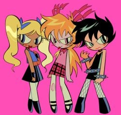 blossom_(powerpuff_girls) bubbles_(powerpuff_girls) buttercup_(powerpuff_girls) ieatedanimation powerpuff_girls punk punk_girl