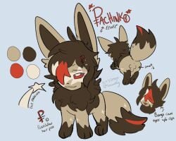 2023 balls bloowolfy blue_background brown_body brown_fur eevee fan_character feral fur generation_1_pokemon genitals hi_res male model_sheet nintendo penis pokemon pokemon_(species) simple_background smile solo