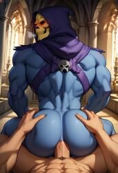 abs ai_generated ass back biceps big_penis blue_skin blush erection gay grabbing_ass hand_on_ass hand_on_butt hood looking_at_viewer looking_back male male/male male_only masters_of_the_universe muscular muscular_male no_eyes nude_male penetration penis penis_in_ass skeletor skull_head toned_body toned_male twall97