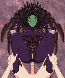 1girls breasts female humanoid nipples penis pussy queen_of_blades sarah_kerrigan starcraft straight tagme terran zerg