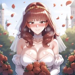 ai_generated alternate_costume badtimer breasts celica_(fire_emblem) female female_only fire_emblem fire_emblem_echoes:_shadows_of_valentia nai_diffusion nintendo solo stable_diffusion tagme wedding_dress