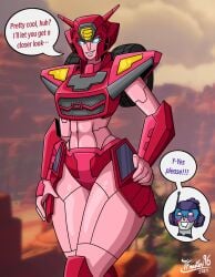 elita_one female hashtag_(transformers) nickelodeon paramount_pictures pink_body robot_girl tfmaster96 thick_thighs transformers transformers_earthspark