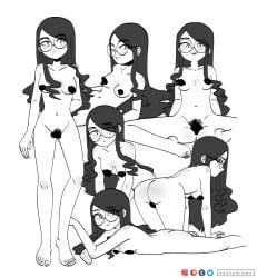 1girls ass breasts censored female kt-draws monochrome nude tagme tiana_(keetydraws)