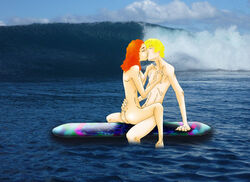 day female human jinx_moon kissing lockie_leonard lockie_leonard_(series) male nude outdoors side_view straight surfboard tagme vicki_streeton