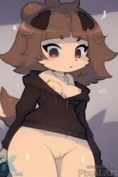 1girls ai_generated brown_eyes brown_fur brown_hair dog_ears female_only furry mimi_(typh) pixai small_breasts wide_hips